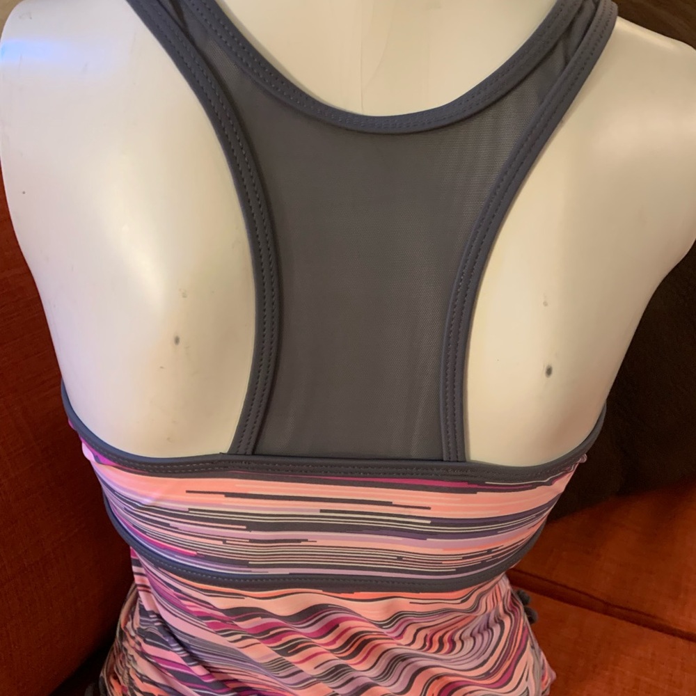 Free Country Pink and Gray Striped Tankini 2 piece Swimsuit - Picture 10 of 10